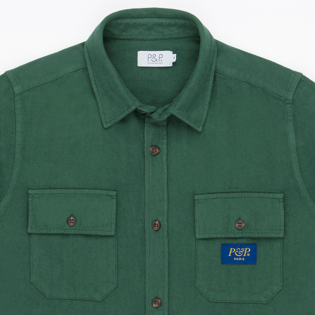 Flanel Shirt Dark Green Pocket detail
